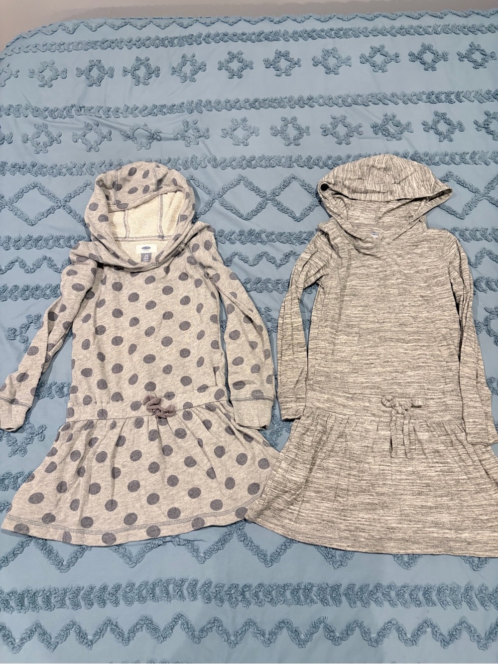 Old Navy Hooded Sweatshirt Dress Bundle Gray Polka Dot Size 6-7/Small